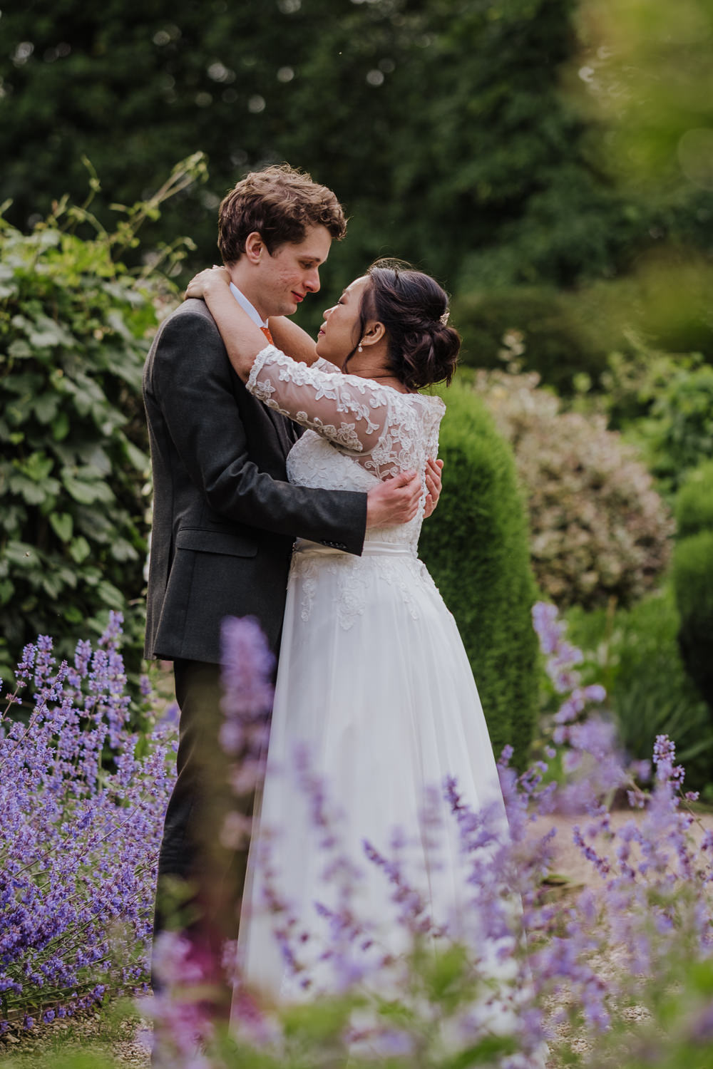 Bride Bridal Lace Long Sleeve Full Skirt Olive Suit Groom Oakwell Hall Wedding Jenna Kathleen Photographer