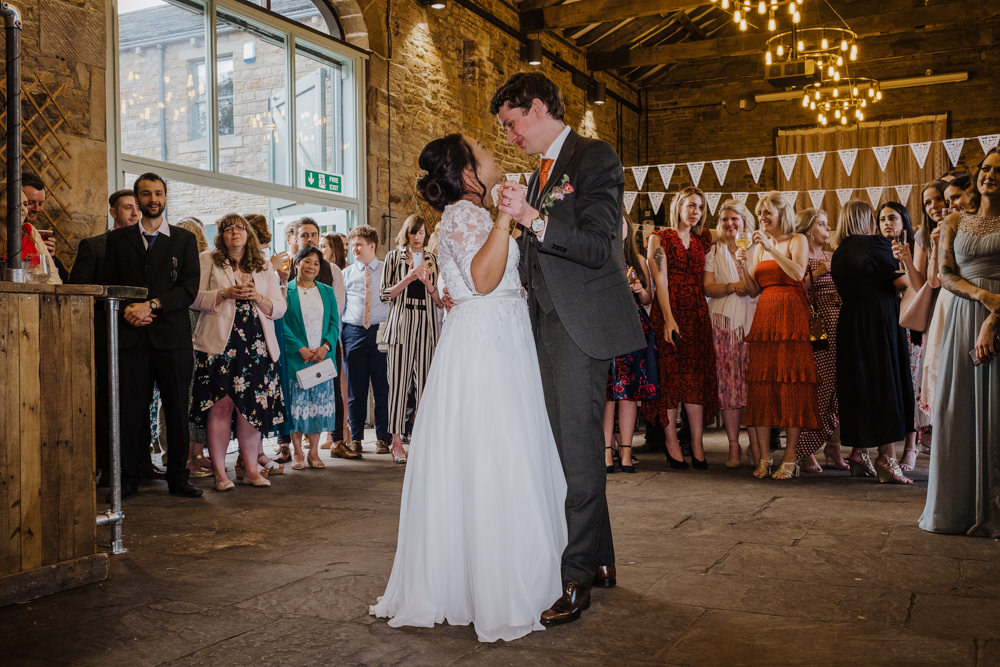 Bride Bridal Lace Long Sleeve Full Skirt Olive Suit Groom Bunting Oakwell Hall Wedding Jenna Kathleen Photographer