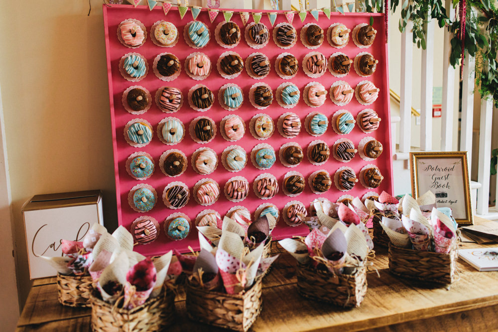 Donut Doughnut Stand Wall Outbuildings Wedding Jessica O'Shaughnessy Photography