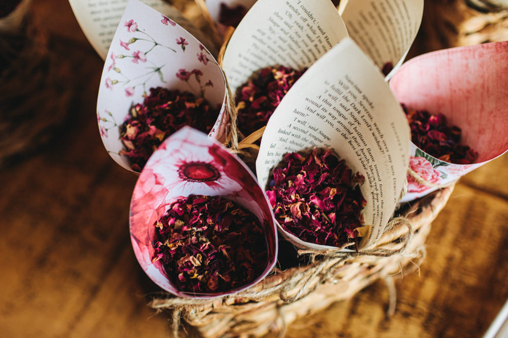 Confetti Petal Cones Outbuildings Wedding Jessica O'Shaughnessy Photography