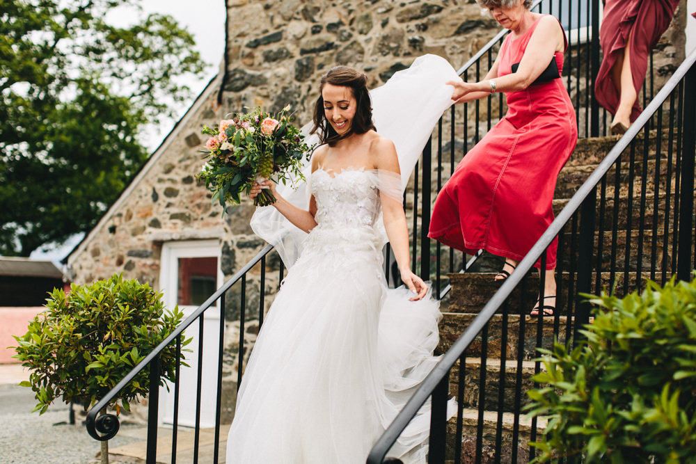 Dress Gown Bride Bridal Off Shoulder Bardot Tulle Floaty Mira Zwillinger Outbuildings Wedding Jessica O'Shaughnessy Photography