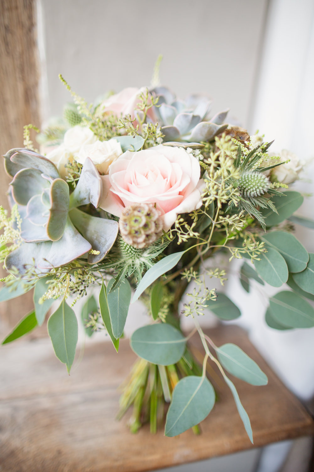 Bouquet Flowers Bride Bridal Pink Rose Eucalyptus Succulent Railway Station Wedding Cotton Candy Weddings