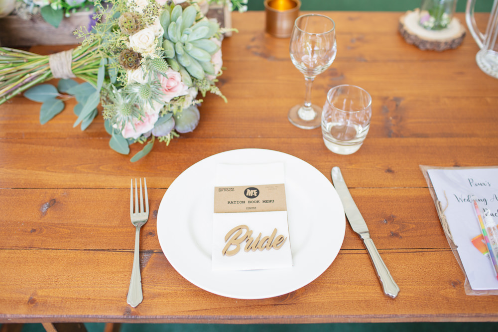Place Setting Laser Cut Place Name Railway Station Wedding Cotton Candy Weddings