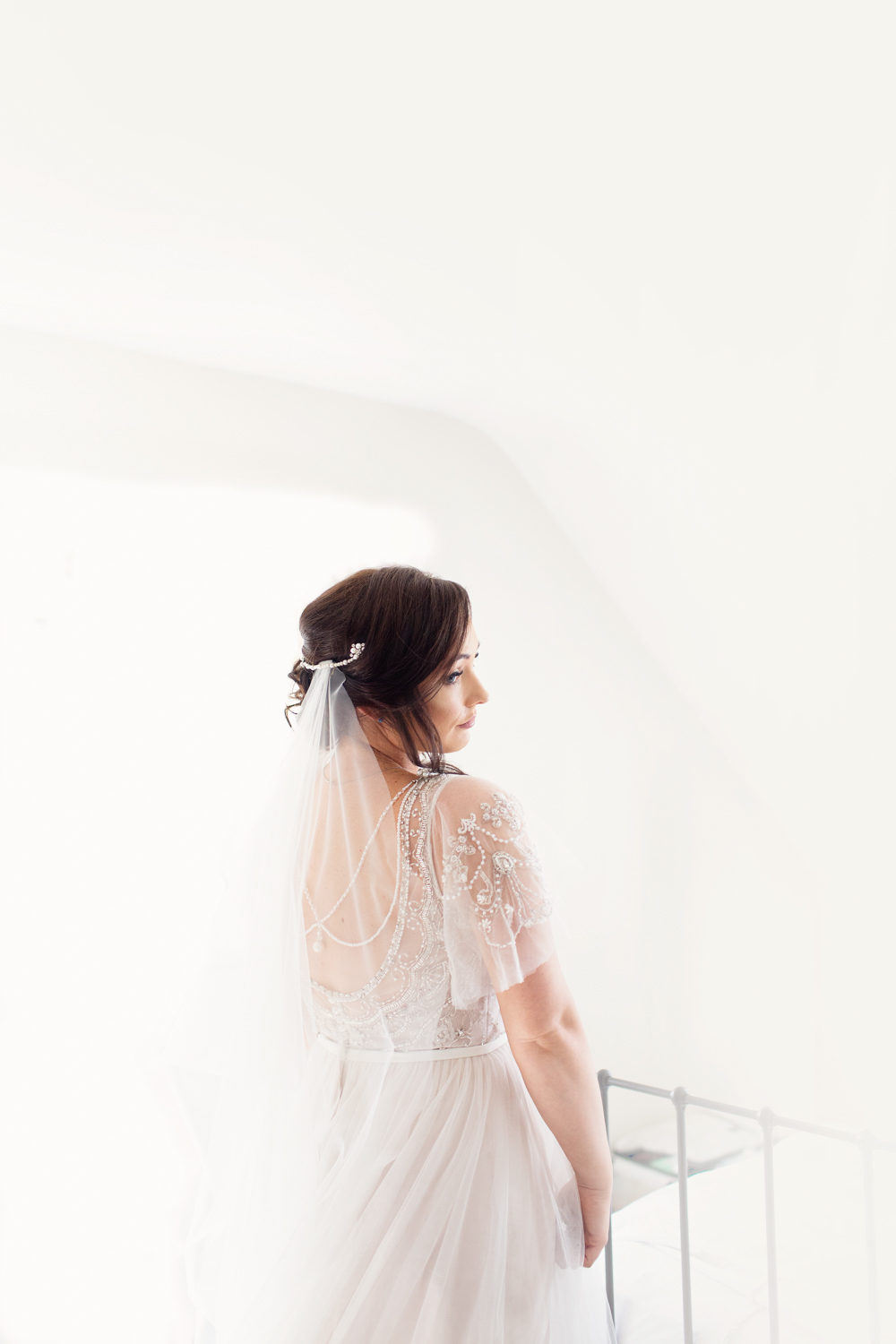 Bride Bridal Dress Gown Stella York Flutter Sleeves Beaded Pearl Back Railway Station Wedding Cotton Candy Weddings