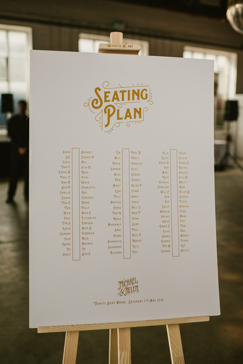 Seating Plan Table Chart Gold Riverside London Wedding Ellie Gillard Photography
