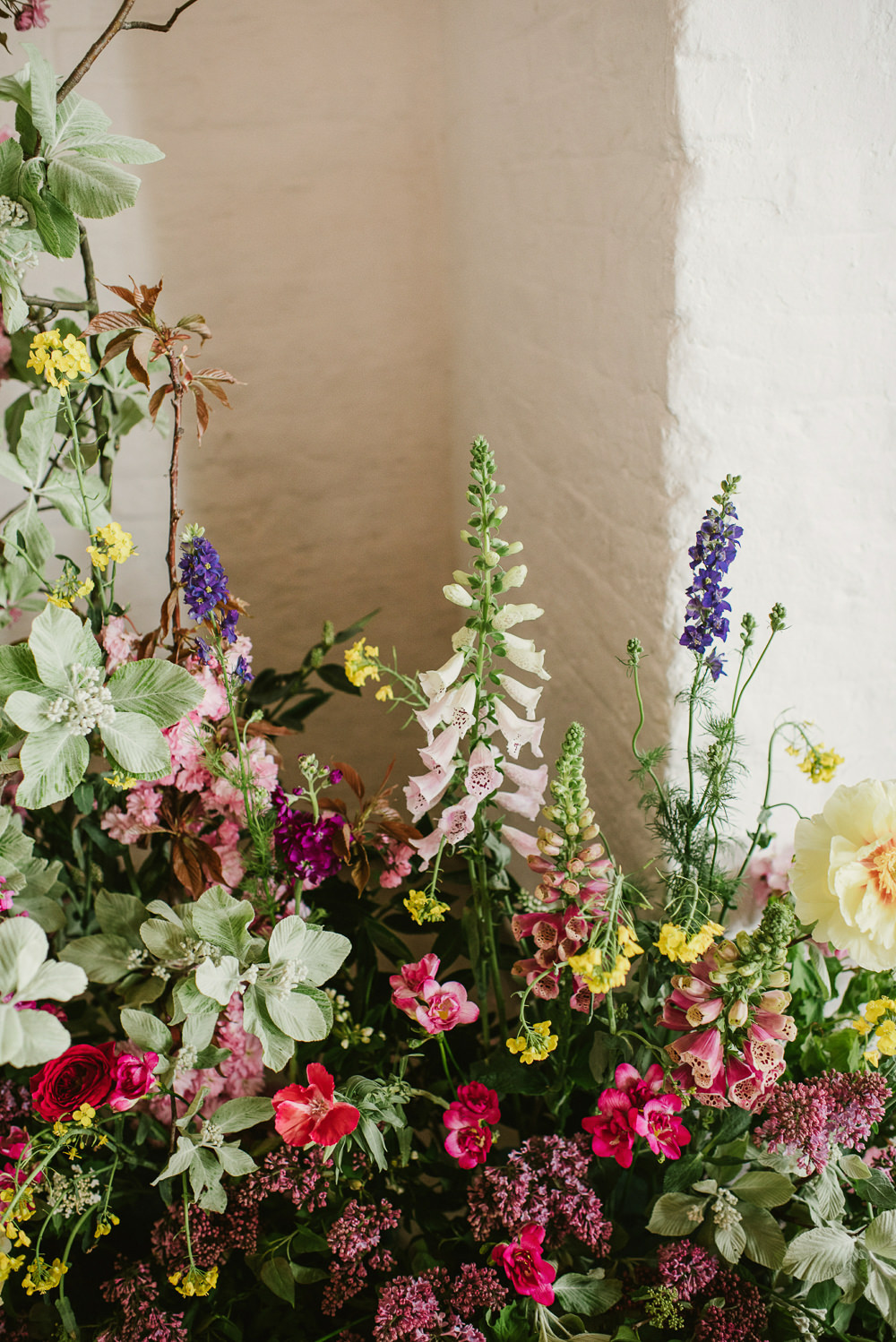 Flowers Decor Spring Natural Wild Colourful Riverside London Wedding Ellie Gillard Photography