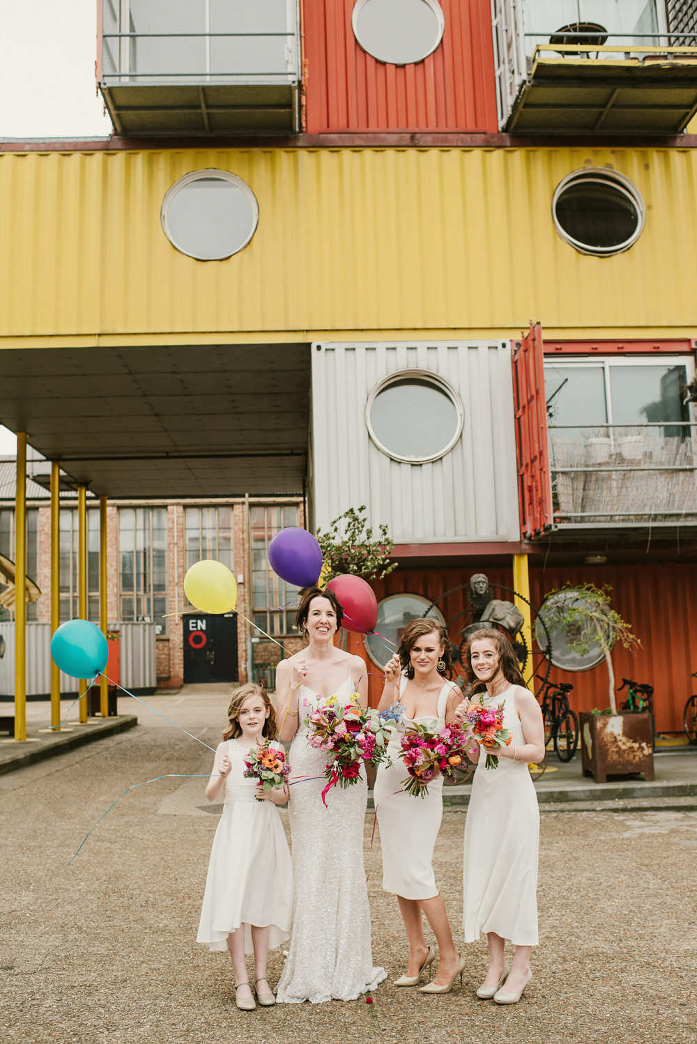 Bridesmaids Bridesmaid Dress Dresses White Balloons Riverside London Wedding Ellie Gillard Photography