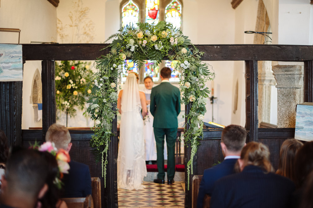 Church Flowers Aisle Altar Flower Arch Rock Wedding Cornwall Robin Studios