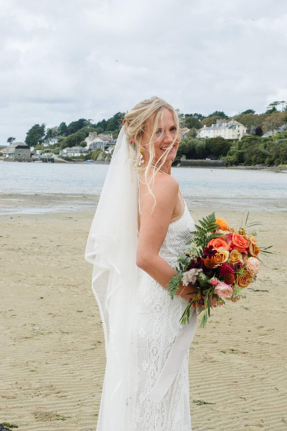 Bride Bridal Dress Gown Spell & The Gypsy Collective Crochet Strappy Veil Rock Wedding Cornwall Robin Studios