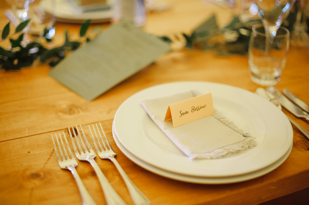 Place Setting Name Card Rock Wedding Cornwall Robin Studios