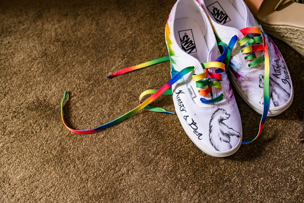 Rainbow Laces White Vans Personalised Safari Park Wedding Jonny Barratt Photography