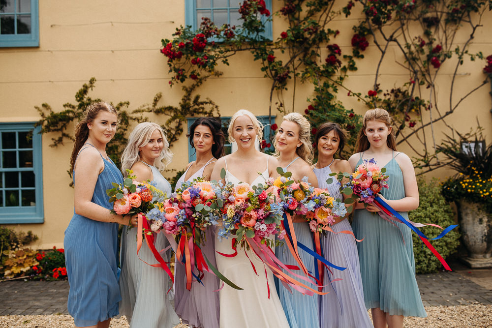 Bridesmaids Bridesmaid Dress Dresses Blue Lilac Mismatched South Farm Wedding Miracle Moments