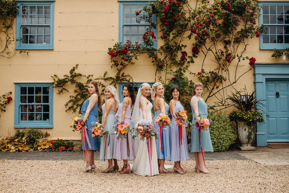 Bridesmaids Bridesmaid Dress Dresses Blue Lilac Mismatched South Farm Wedding Miracle Moments