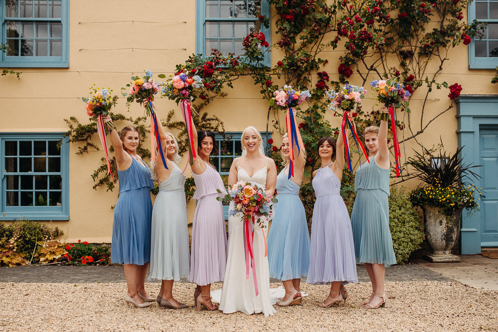 Bridesmaids Bridesmaid Dress Dresses Blue Lilac Mismatched South Farm Wedding Miracle Moments