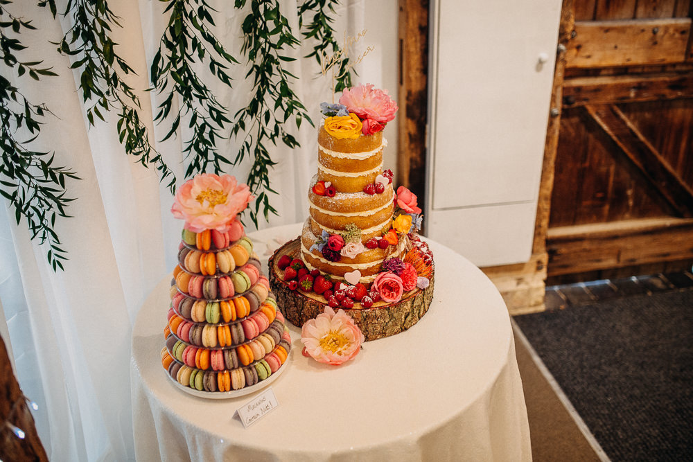 Naked Cake Sponge Macaron Tower South Farm Wedding Miracle Moments