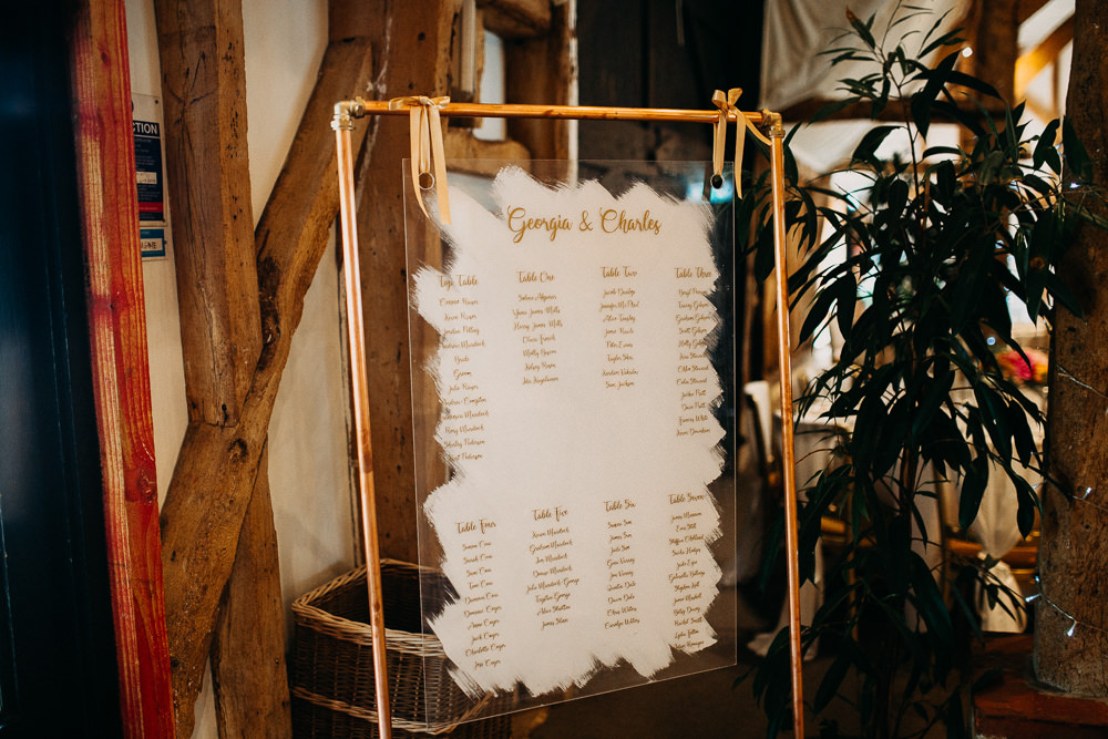 Copper Pipe Seating Chart Table Plan Perspex Acrylic Glass South Farm Wedding Miracle Moments