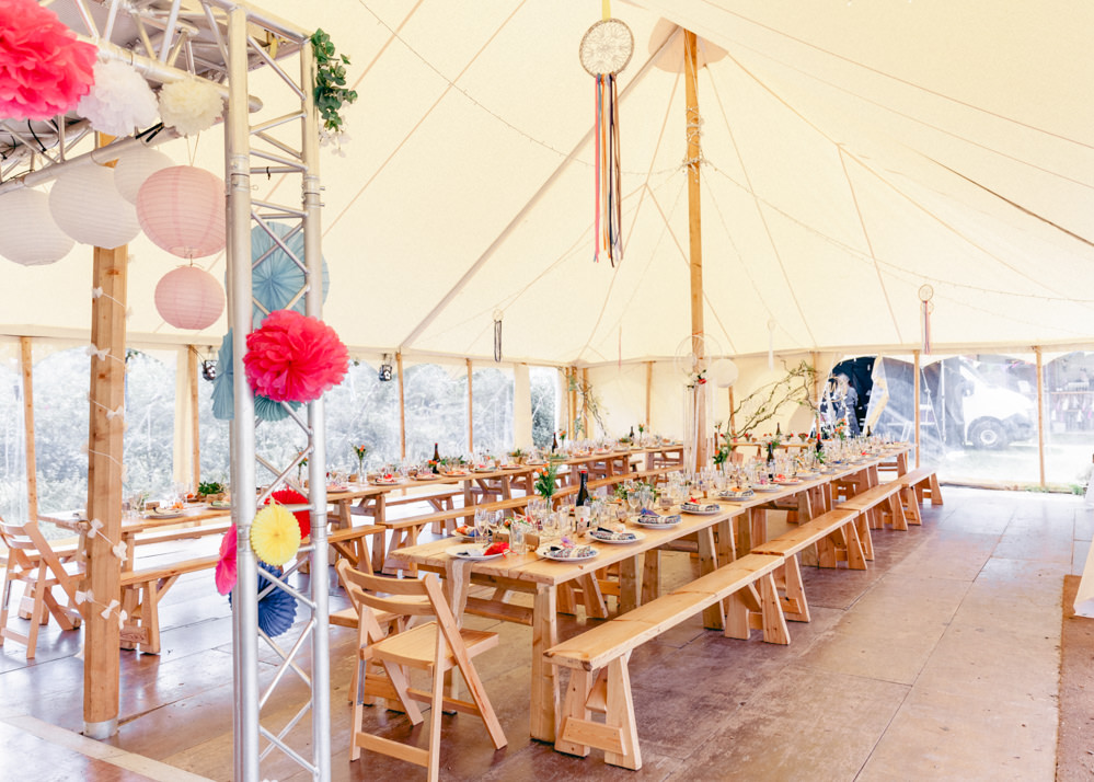 Pole Tent Marquee Decor Dream Catchers Teybrook Orchard Wedding Hayley Jaynes Photography