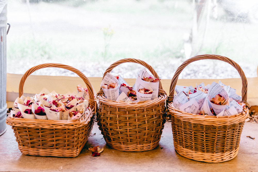 Confetti Cones Baskets Teybrook Orchard Wedding Hayley Jaynes Photography