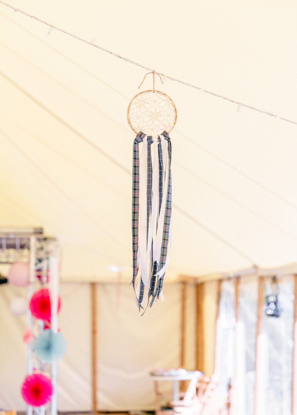 Pole Tent Marquee Decor Dream Catchers Teybrook Orchard Wedding Hayley Jaynes Photography