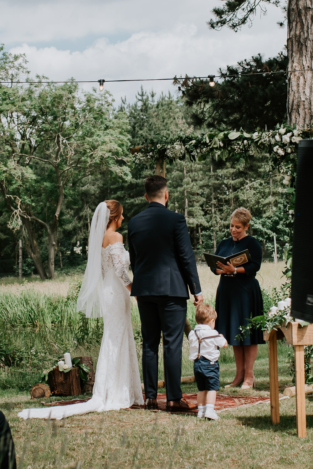 Backdrop Flower Arch Greenery Foliage Outdoor Woodland Ceremony Tipi Hertfordshire Wedding Michelle Cordner Photography