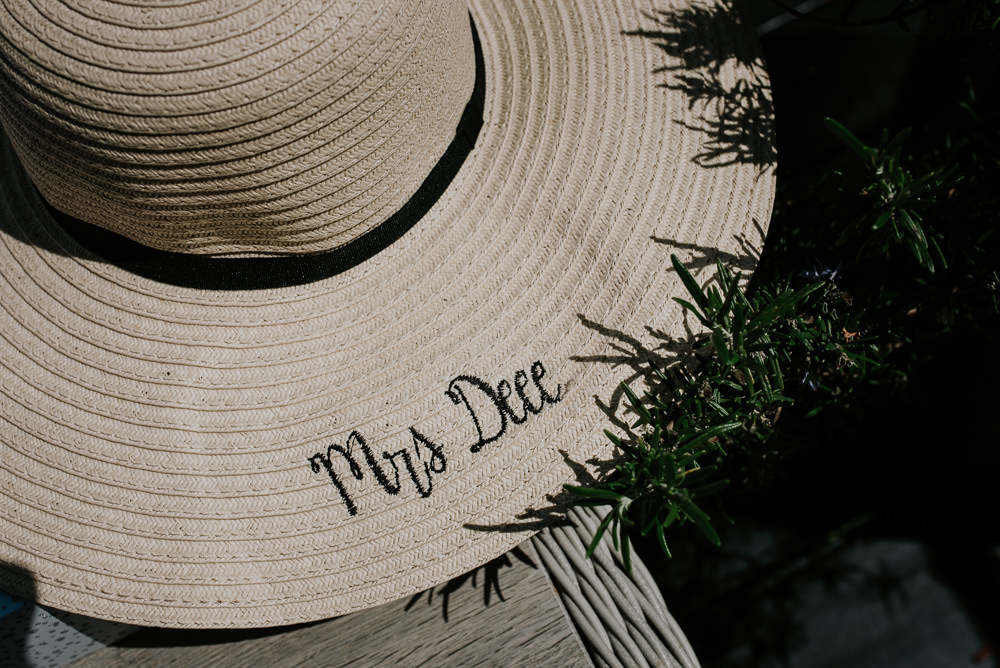 Bride Bridal Straw Hat Personalised Tipi Hertfordshire Wedding Michelle Cordner Photography
