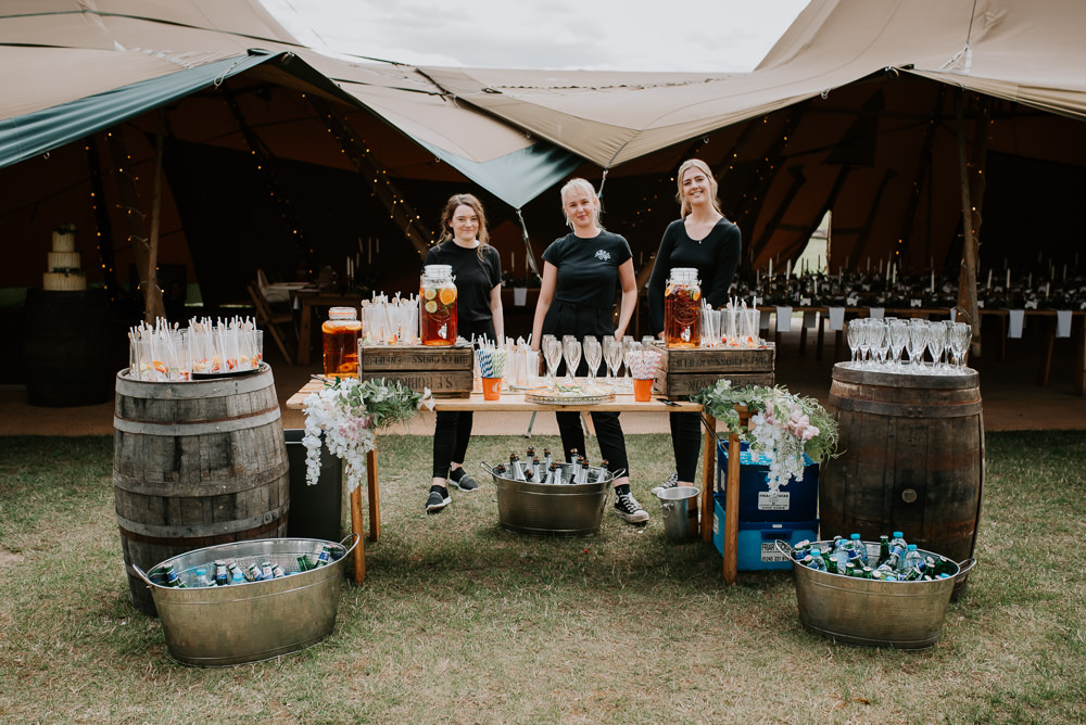 Drinks Bar Stand Station Tipi Hertfordshire Wedding Michelle Cordner Photography
