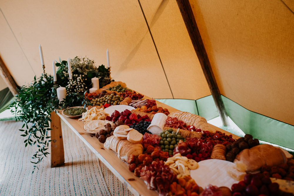 Grazing Platter Sharing Food Buffet Table Tipi Hertfordshire Wedding Michelle Cordner Photography