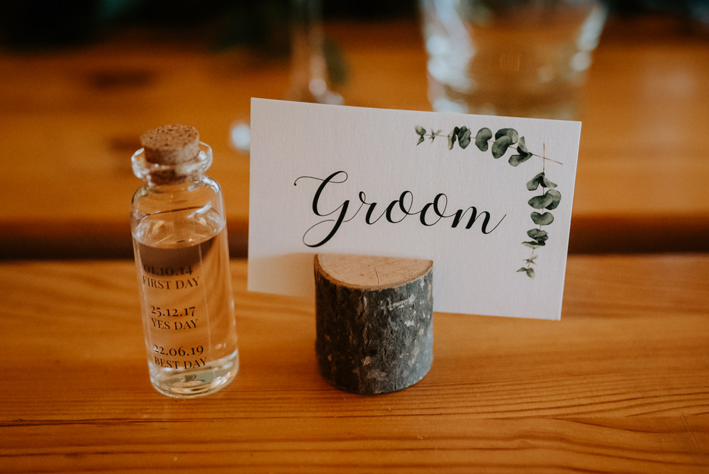 Log Place Name Card Calligraphy Tipi Hertfordshire Wedding Michelle Cordner Photography