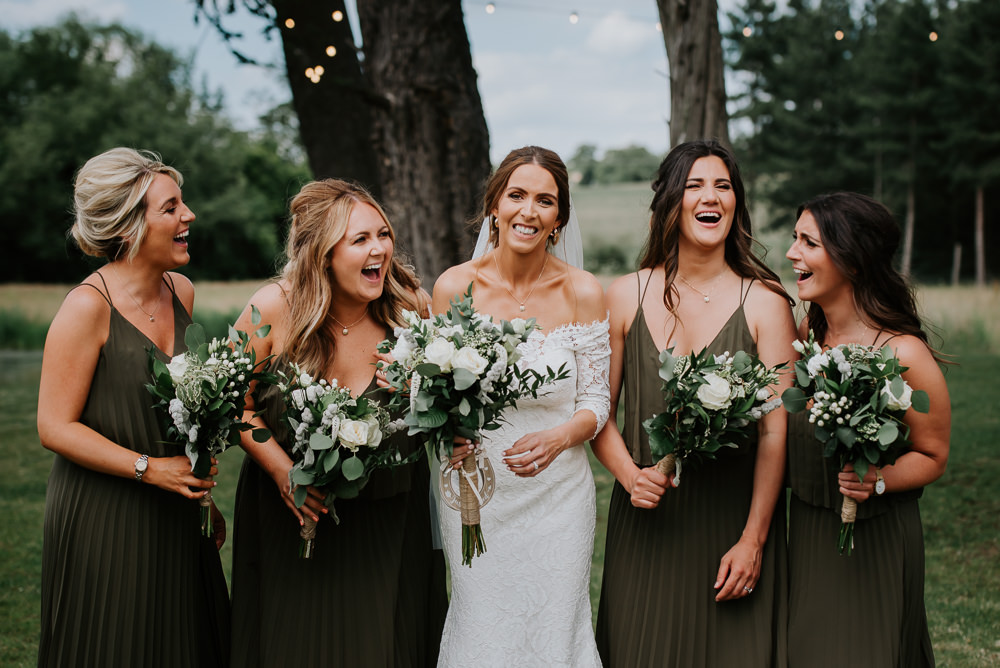 Bridesmaids Bridesmaid Dress Dresses Green Maxi Long Greenery Bouquets Flowers Tipi Hertfordshire Wedding Michelle Cordner Photography