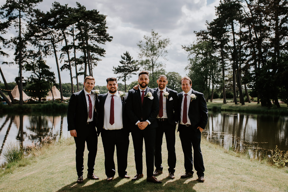 Groom Groomsmen Suits Tipi Hertfordshire Wedding Michelle Cordner Photography