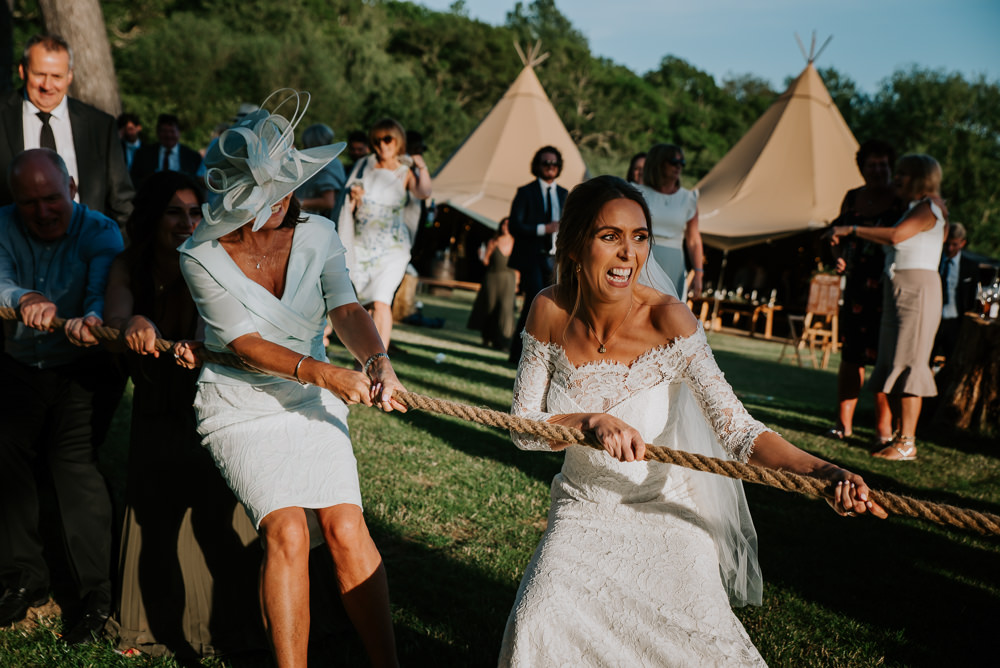 Tug Of War Game Tipi Hertfordshire Wedding Michelle Cordner Photography