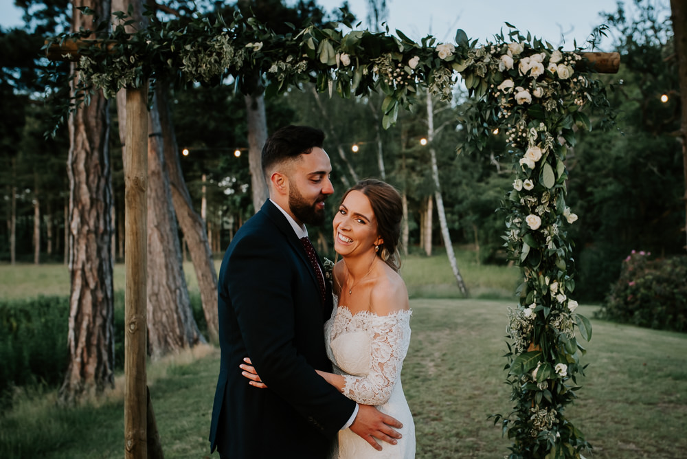 Tipi Hertfordshire Wedding Michelle Cordner Photography Backdrop Flower Arch Greenery Foliage