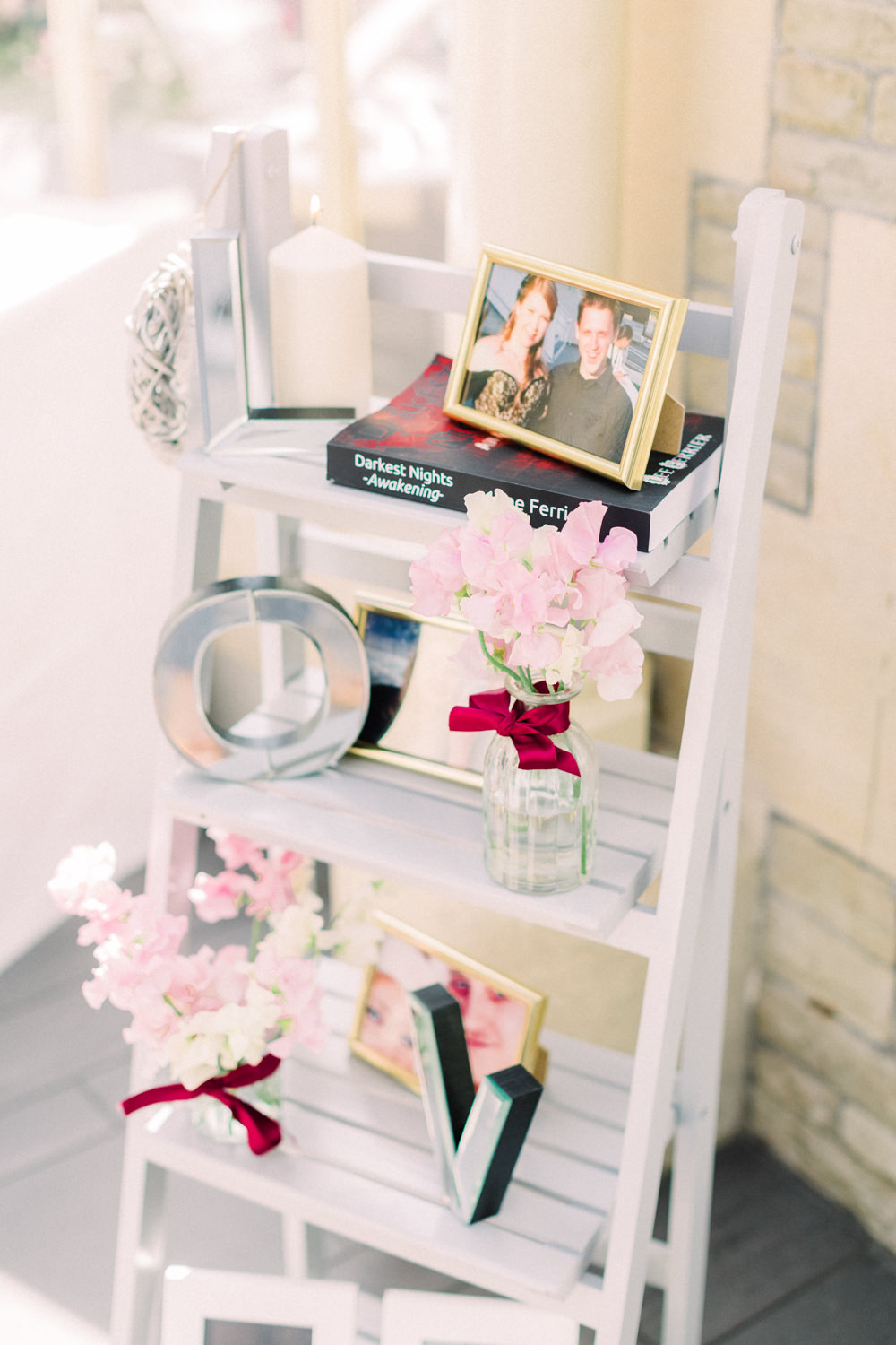 Wooden Ladder Decor Flowers Photos Tortworth Court Wedding Sanshine Photography