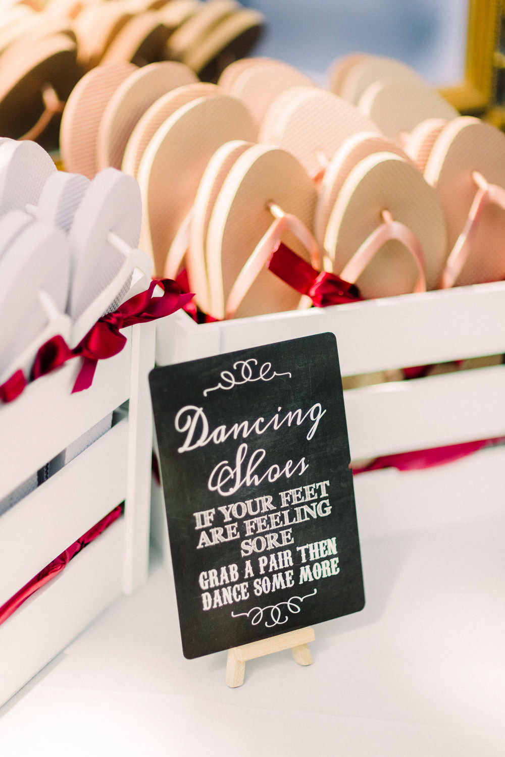 Flip Flops Wooden Box Crate Tortworth Court Wedding Sanshine Photography