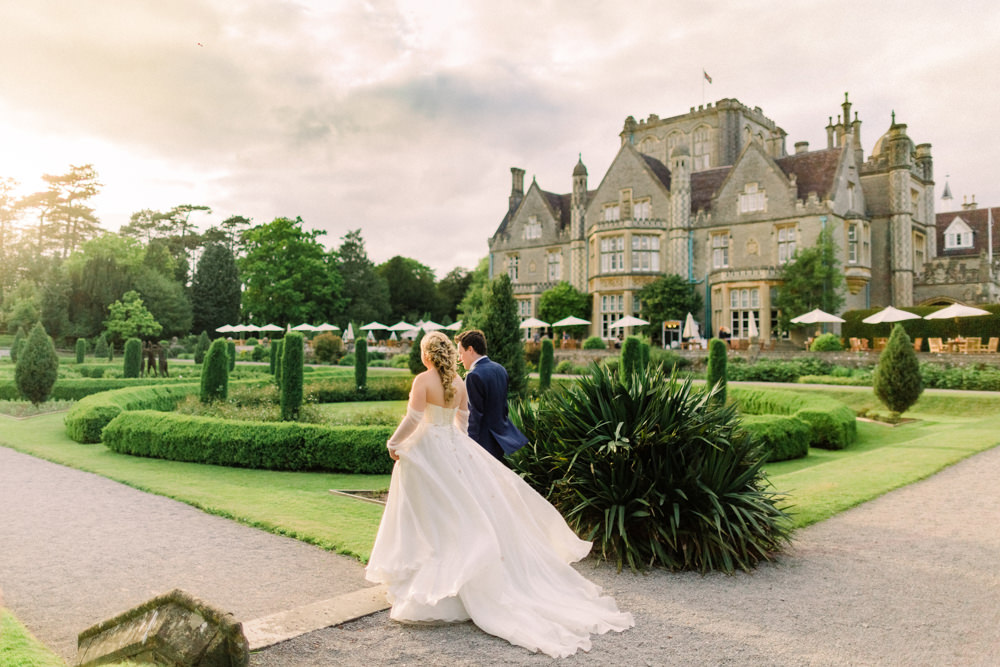 Tulle Sleeves Train Princess Dress Gown Bride Bridal Tortworth Court Wedding Sanshine Photography