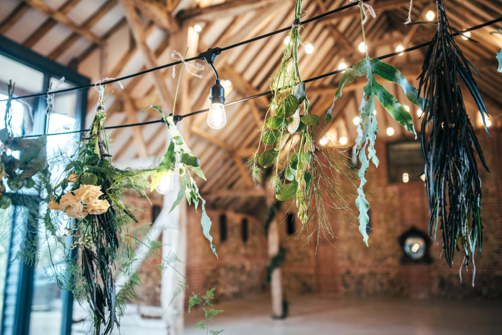Decor Greenery Foliage Festoon Lights Flowers Decor Decoration Tuffon Hall Wedding Three Flowers Photography