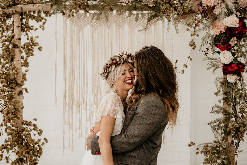 Flower Arch Greenery Backdrop Macrame Unconventional Wedding Ideas Pierra G Photography