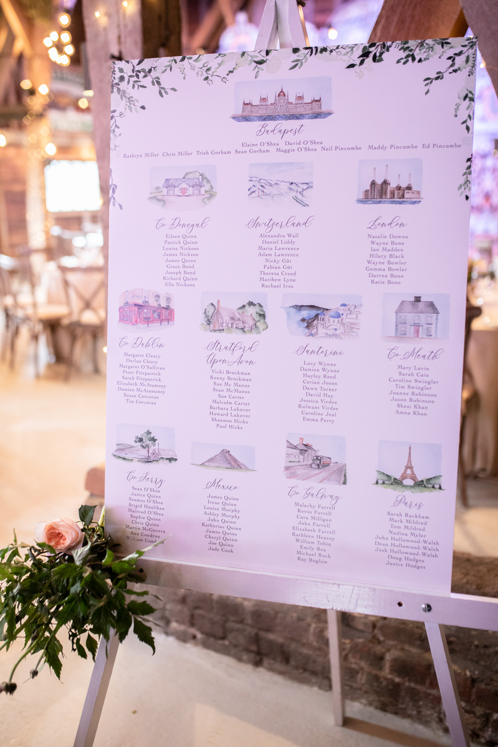 Table Plan Seating Chart Watercolour Wedding Kerry Ann Duffy Photography