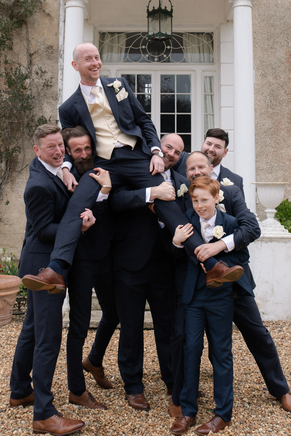 Groomsmen Navy Suit Cream Waistcoat Groom Watercolour Wedding Kerry Ann Duffy Photography