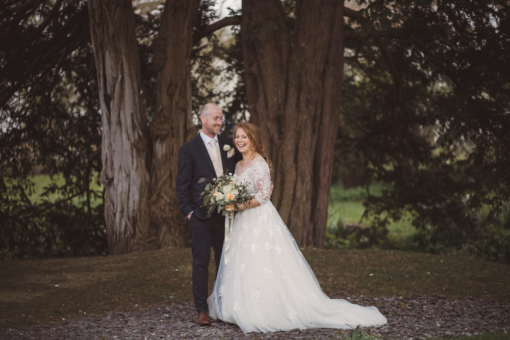 Bride Bridal Lace Bardot Button Back A Line Dress Gown Navy Suit Cream Waistcoat Groom Long Up Do Watercolour Wedding Kerry Ann Duffy Photography