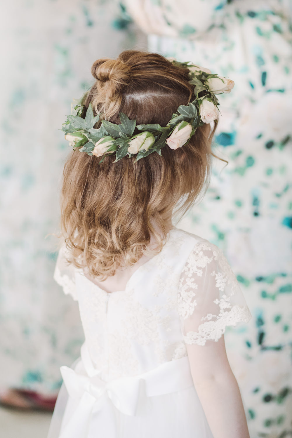 Flower Girl Floral Crown Watercolour Wedding Kerry Ann Duffy Photography