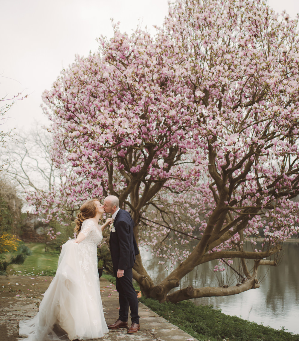 Bride Bridal Lace Bardot Button Back A Line Dress Gown Navy Suit Cream Waistcoat Groom Long Up Do Watercolour Wedding Kerry Ann Duffy Photography
