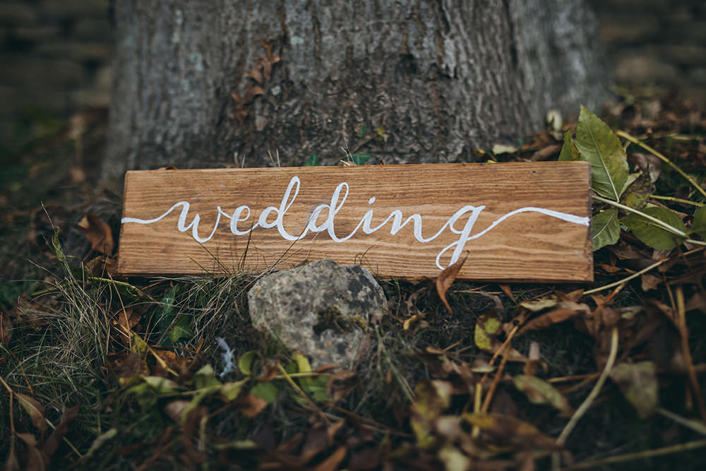 Wooden Calligraphy Sign Signs Signage Autumnal Rustic Wedding Mark Tattersall Photography