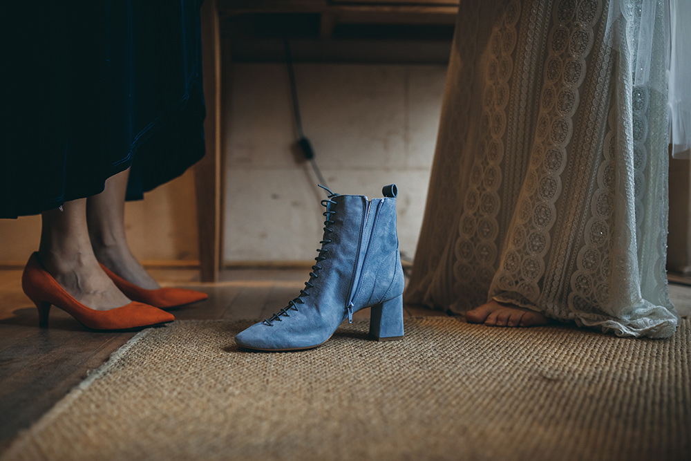 Boots Blue Bride Bridal Autumnal Rustic Wedding Mark Tattersall Photography