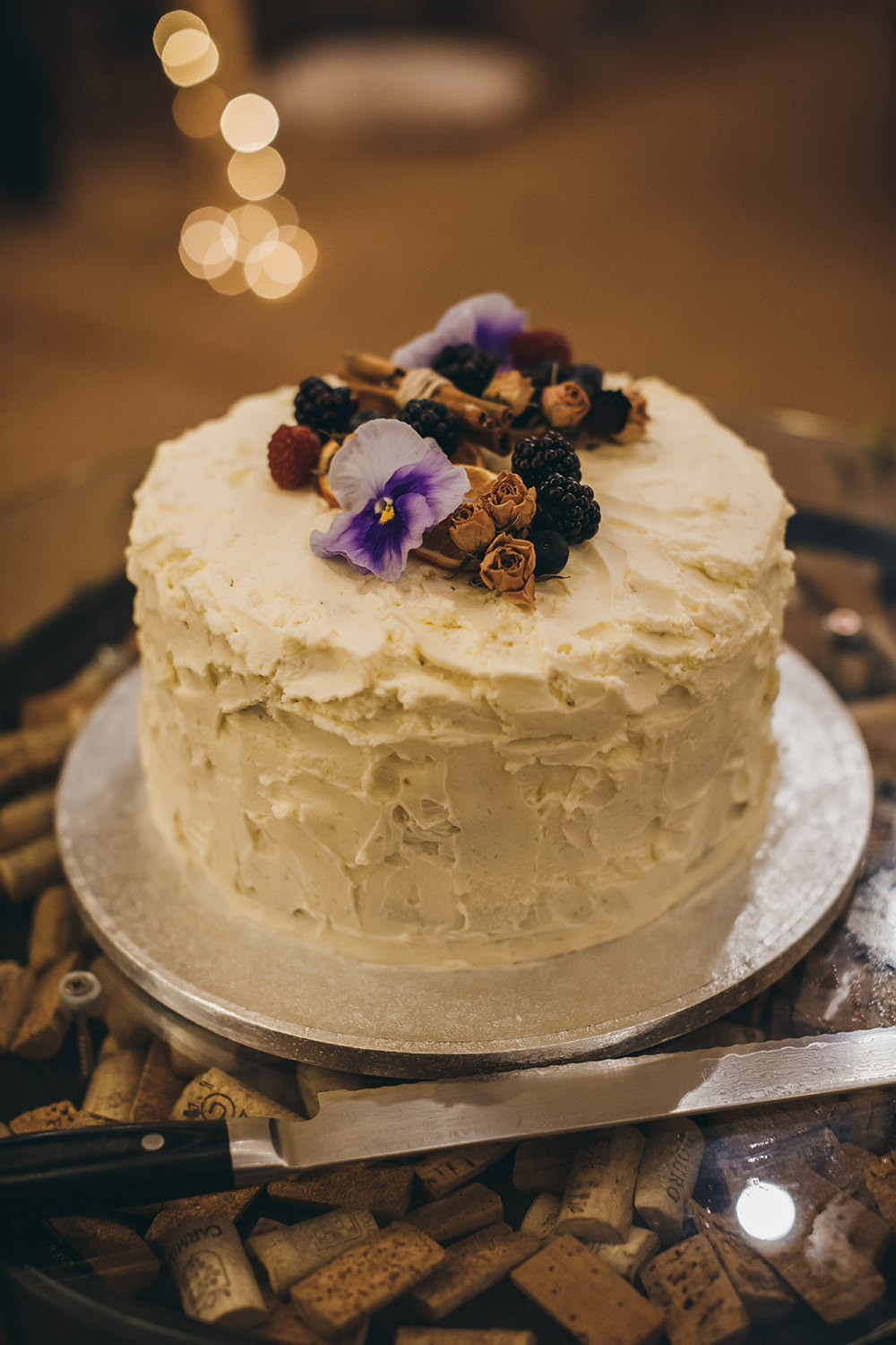 Buttercream Cake Flowers Autumnal Rustic Wedding Mark Tattersall Photography
