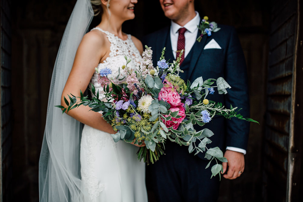 Bouquet Flowers Bride Brida Pink Yellow Blue Peony Peonies Eucalyptus Barff Country House Wedding Sarah Beth Photo