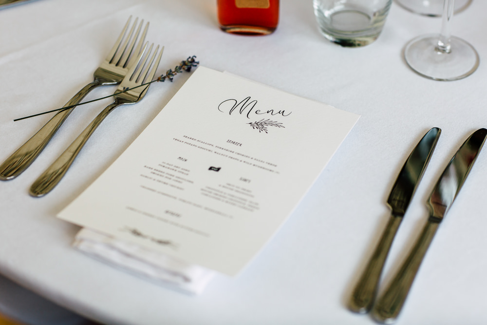 Menu Calligraphy Place Setting Barff Country House Wedding Sarah Beth Photo