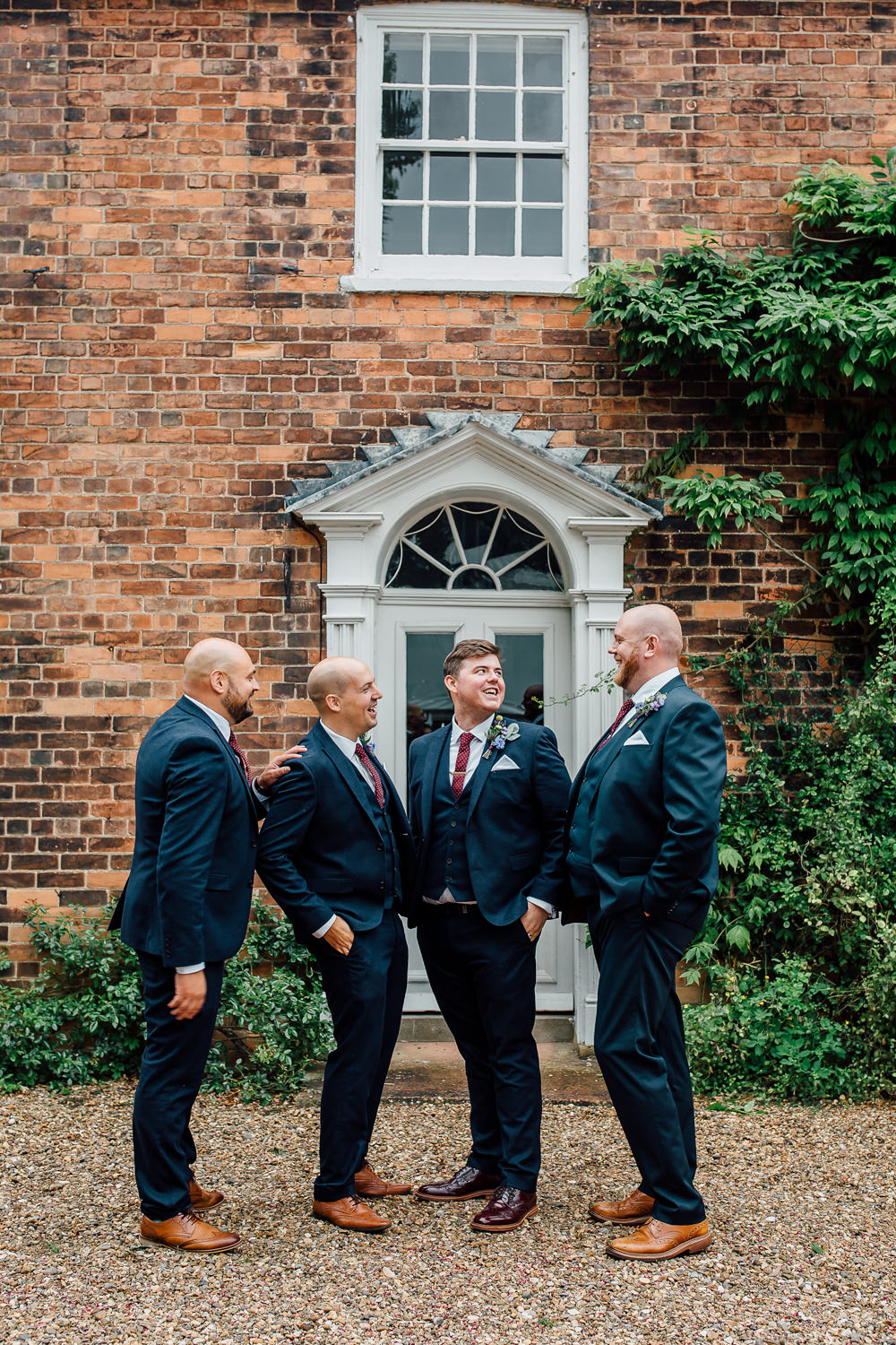 Groom Groomsmen Suit Navy Burgundy Tie Barff Country House Wedding Sarah Beth Photo