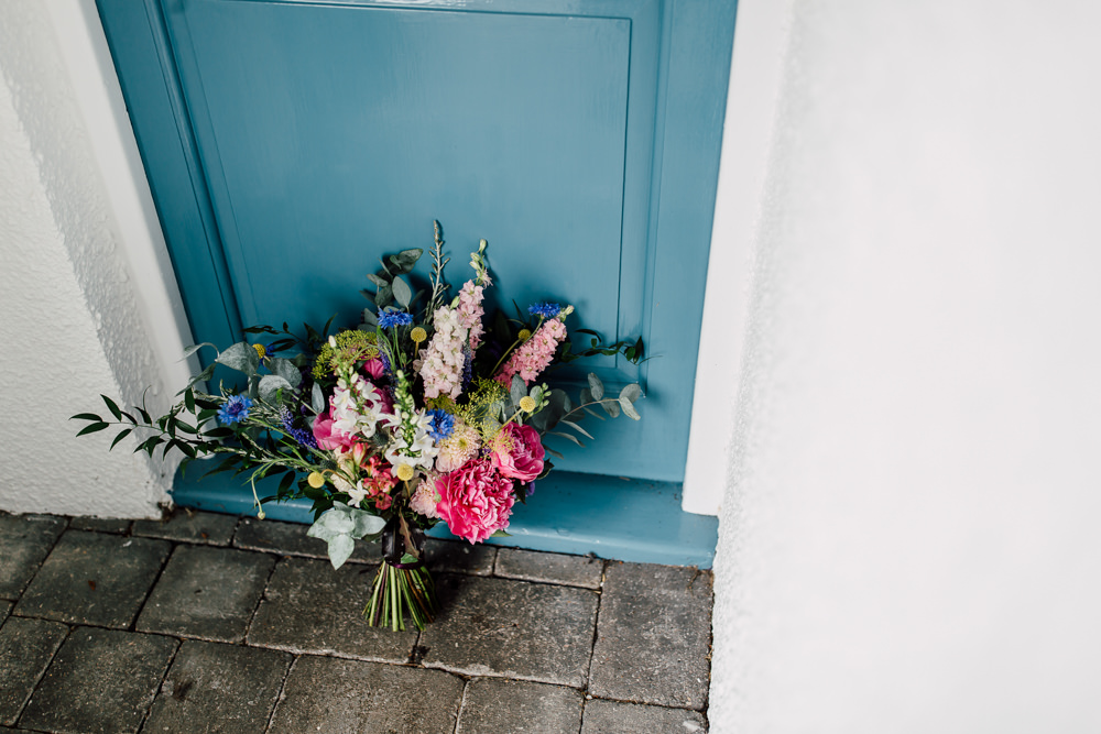 Bouquet Flowers Bride Brida Pink Yellow Blue Peony Peonies Eucalyptus Barff Country House Wedding Sarah Beth Photo