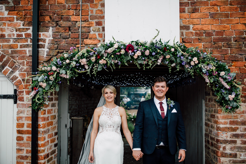 Flower Arch Garland Swag Outdoor Greenery Foliage Barff Country House Wedding Sarah Beth Photo